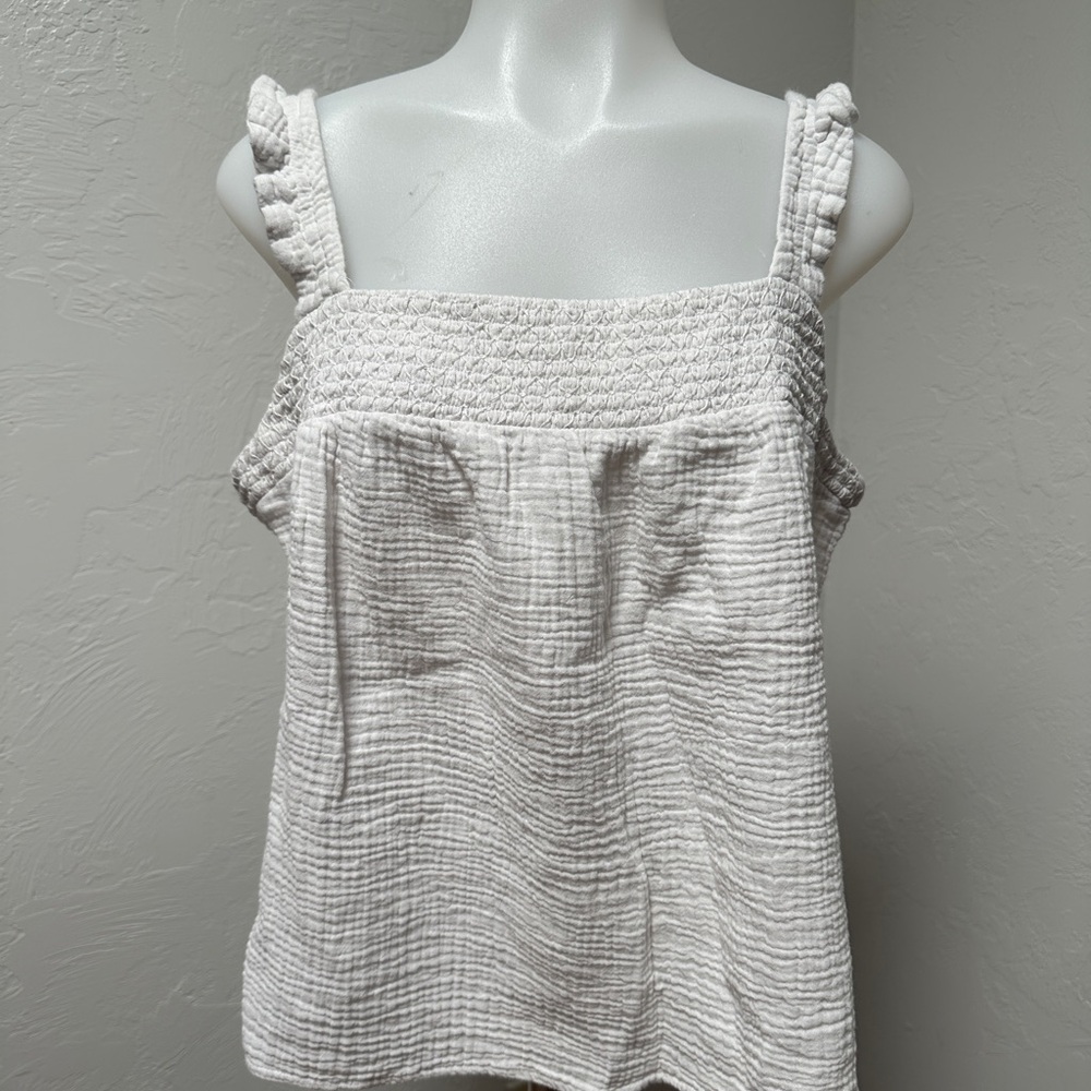 White Textured Flowy Top